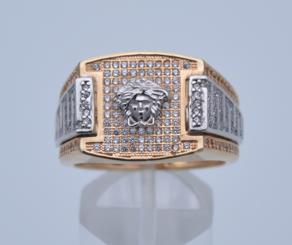 ANILLO SELLO ESTILO VERSACE DE HOMBRE EN DOS OROS