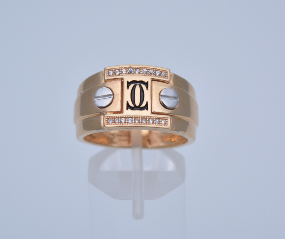 ANILLO ESTILO CARTIER DE HOMBRE EN DOS OROS