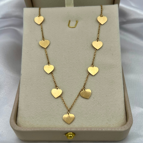 CADENA MODELO CLIP CORAZONES EN ORO ITALIANO DE 18K