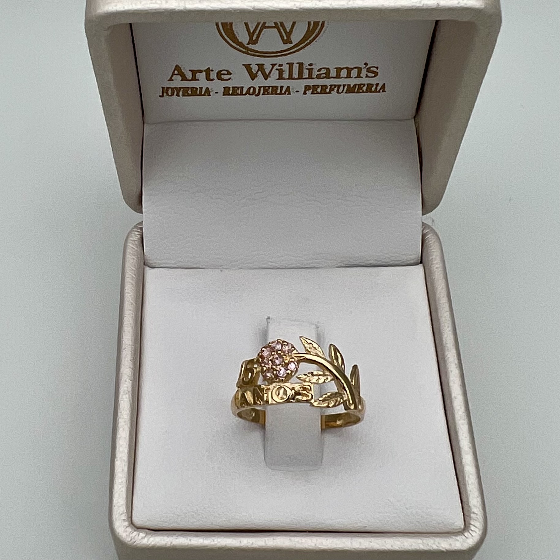 ANILLO FLOR 15 AÑOS EN ORO