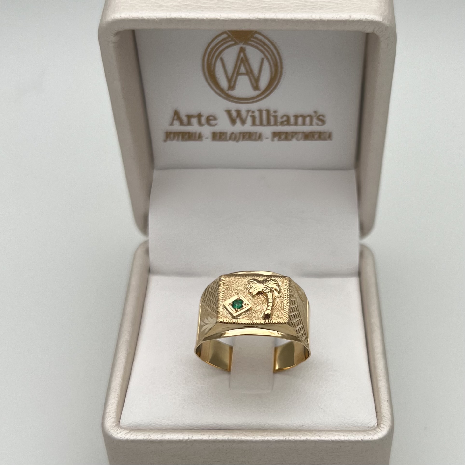 ANILLO SELLO PALMA EN ORO DE 18K