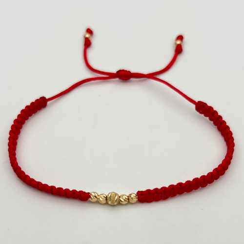 PULSERA TEJIDA CON BALINES DIAMANTADOS EN ORO DE 18K