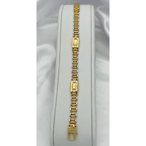 PULSERA ESLABONES CARTIER EN DOS OROS ITALIANO DE 18K