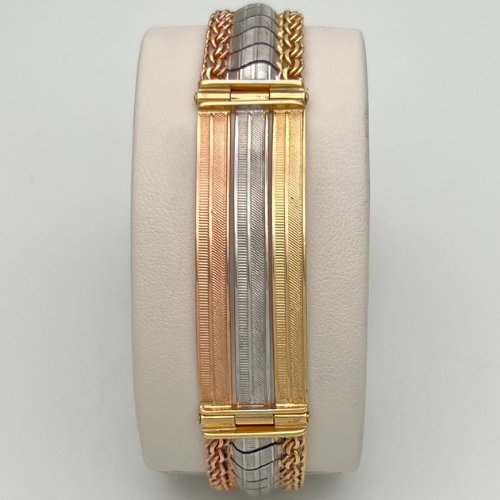 PULSERA PLACA ESTERILLA EN TRES OROS DE 18K