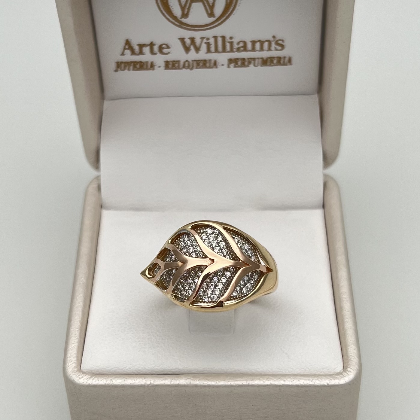 ANILLO HOJA EN DOS OROS DE 18K