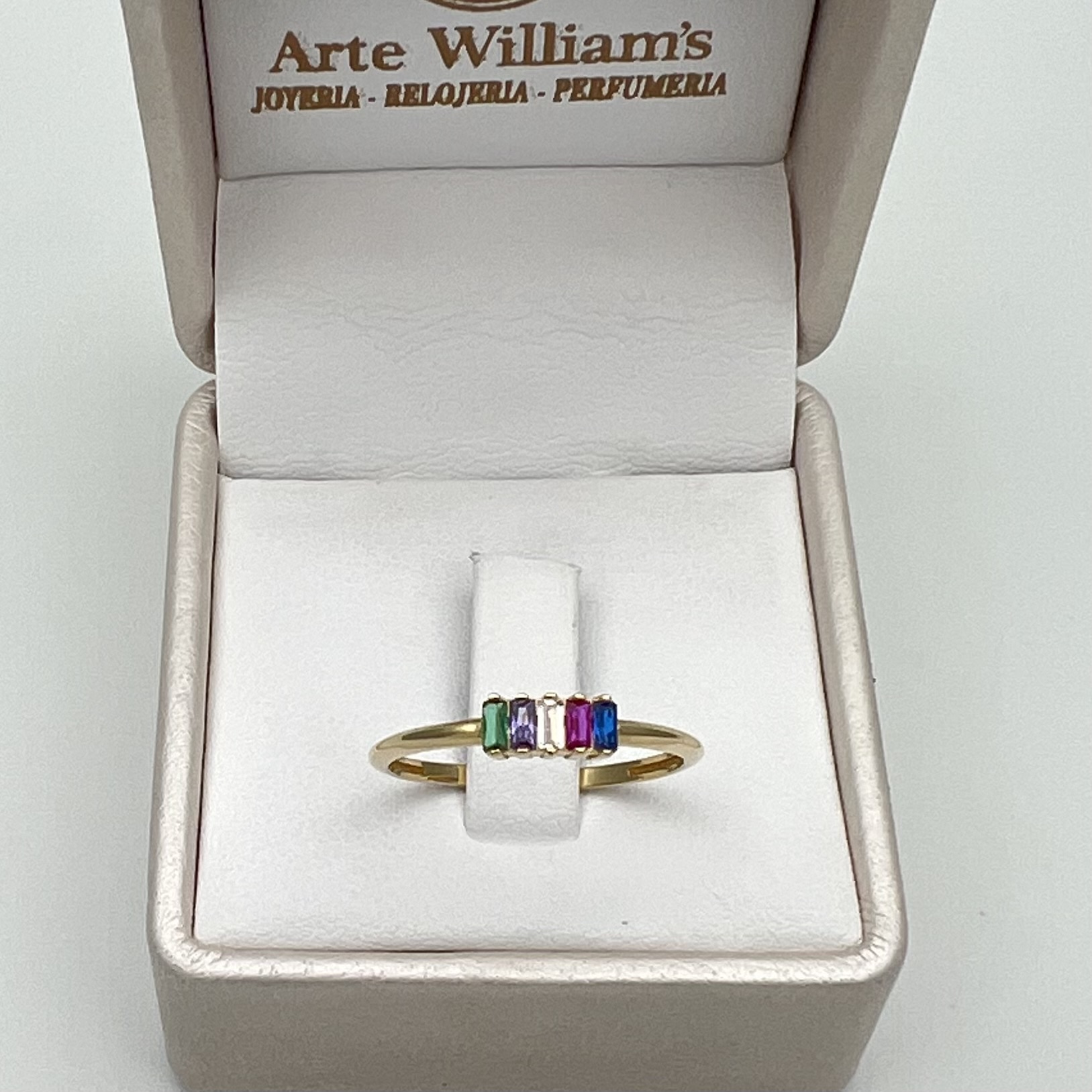 ANILLO CIRCONES DE COLORES INCRUSTADOS EN ORO ITALIANO DE 18K