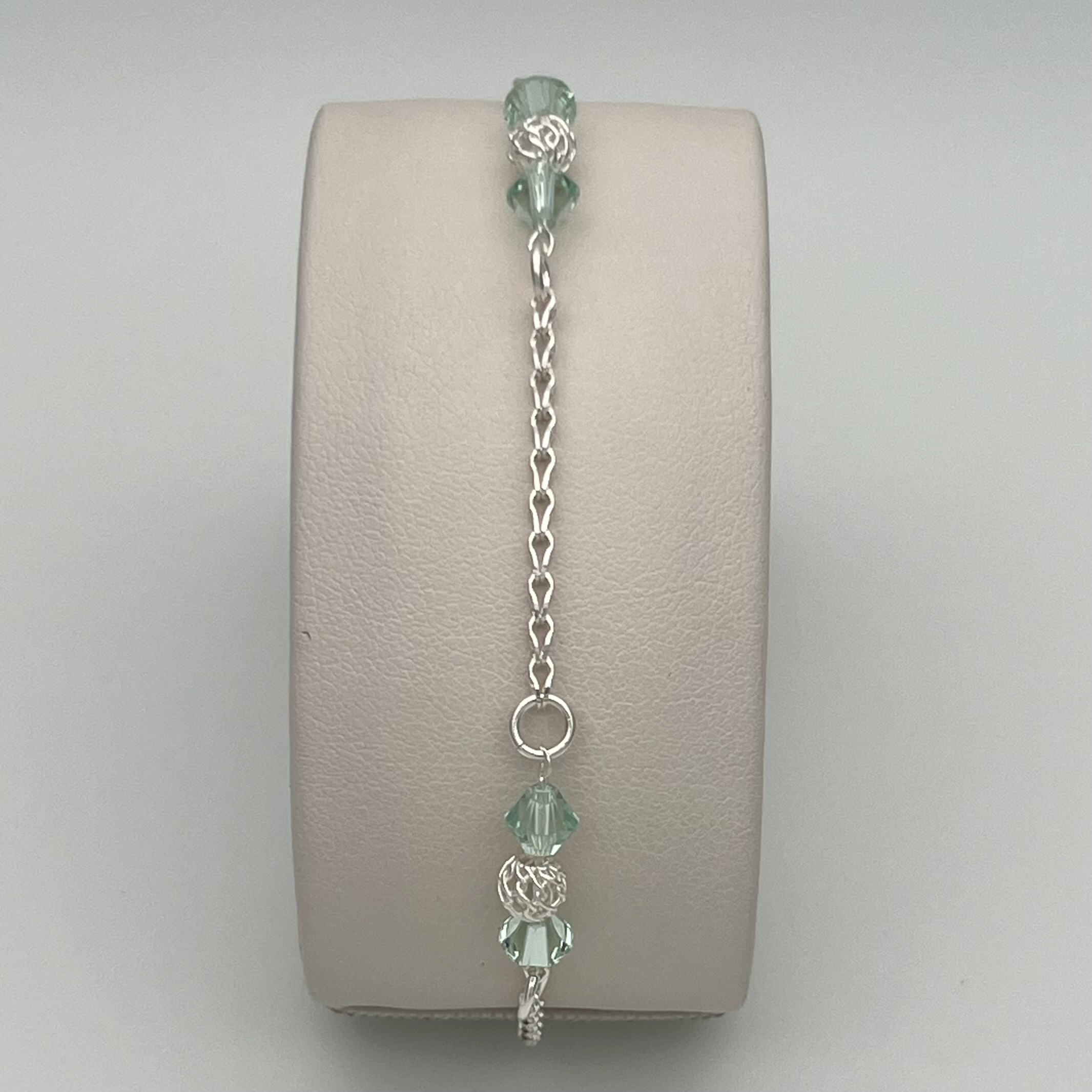 PULSERA CUARZOS VERDES EN PLATA